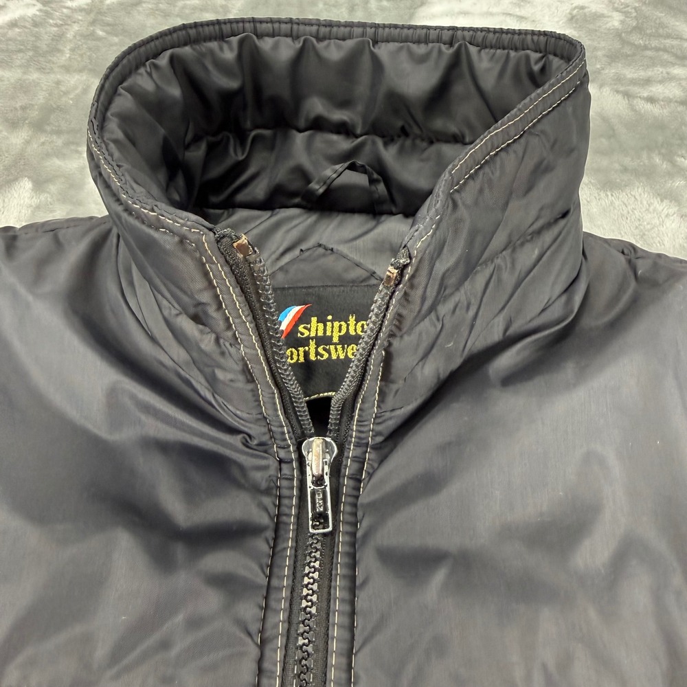 Vintage Shipton Sportswear Puffer Vest Mens Large Colorblock Black Tan Red Zip - Picture 9 of 16
